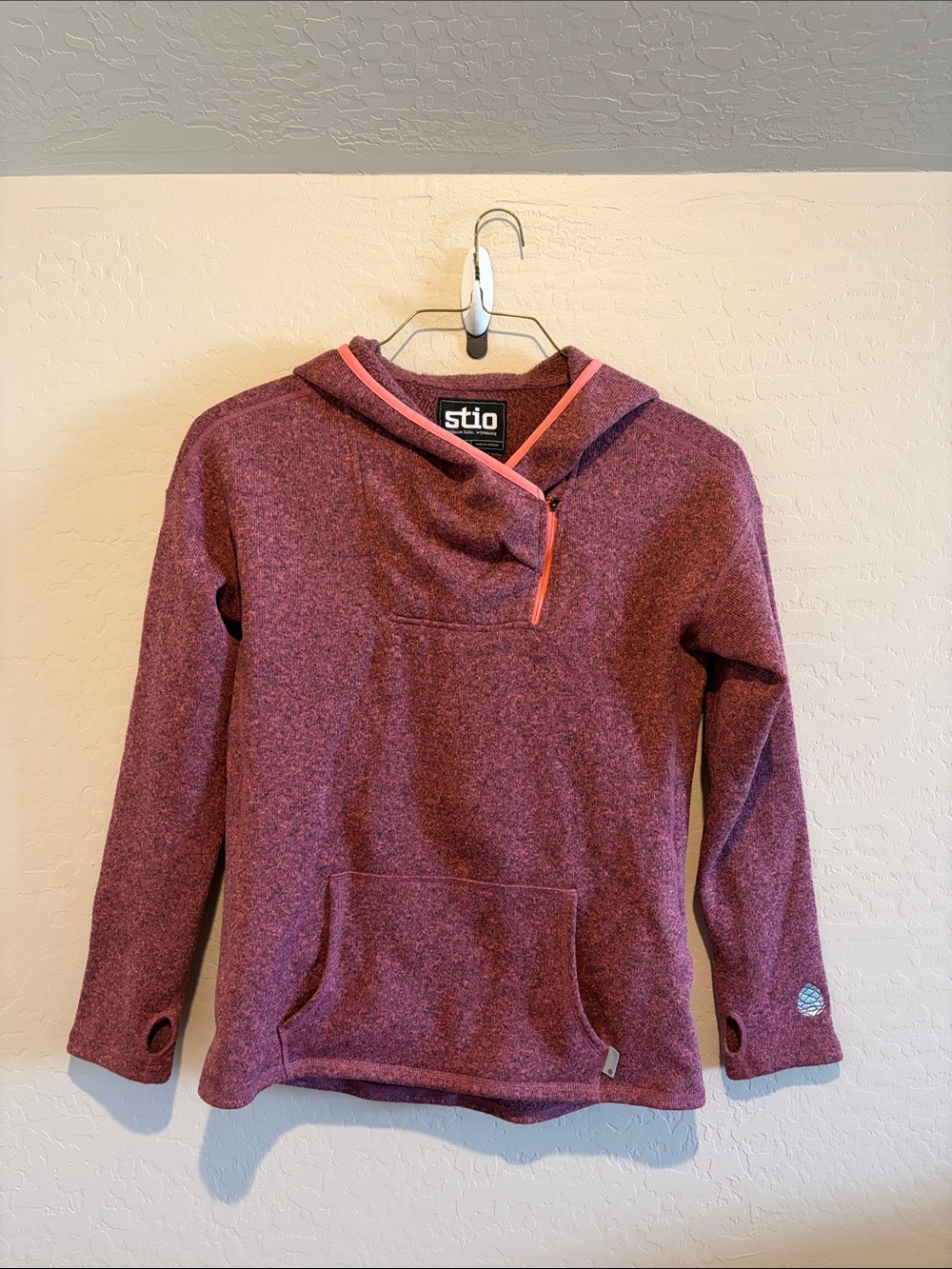 Stio Women's Heathered Plum Asymmetrical Zip Pullover hoodie